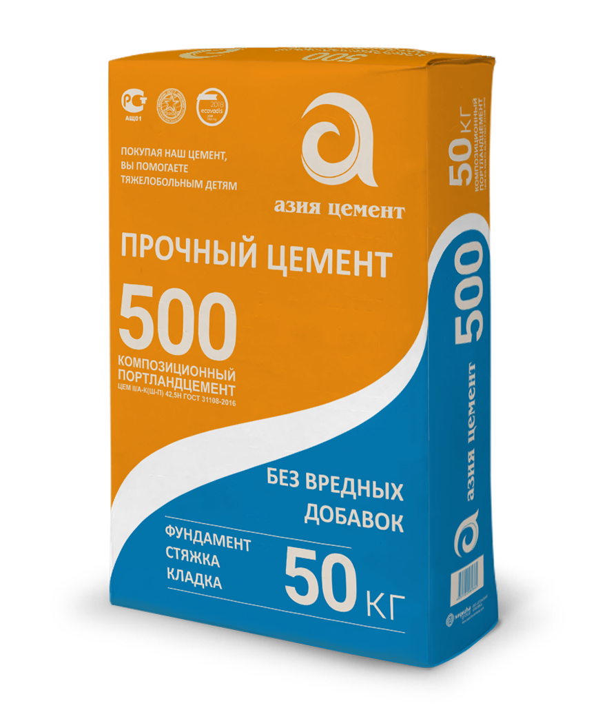 Портландцемент 500, 50 кг (ЦЕМ II/А-К(Ш-П) 42,5Н) от компании Азия Цемент купить оптом с доставкой по России.